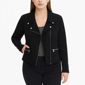 the limited collection womens black short zippers long sleeve jacket size L